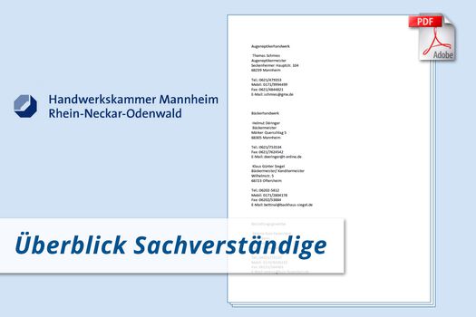 RUN Überblick der Sachverstaendigen der HWK Mannheim Rhein Neckar Odenwald